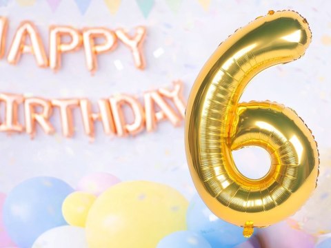 Balon foliowy cyfra liczba 6 złota 66cm urodziny przyjęcie dekoraca złoty