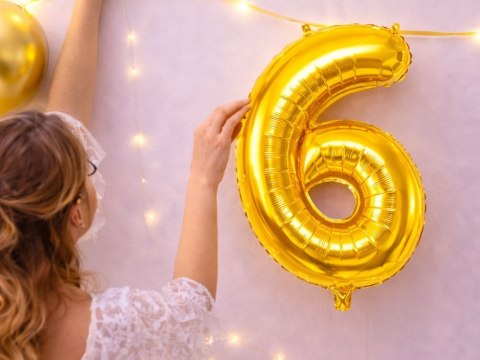 Balon foliowy cyfra liczba 6 złota 66cm urodziny przyjęcie dekoraca złoty