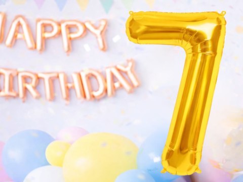 Balon foliowy cyfra liczba 7 złota 66cm urodziny przyjęcie dekoraca złoty