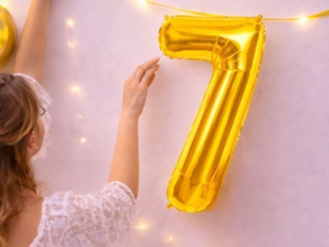 Balon foliowy cyfra liczba 7 złota 66cm urodziny przyjęcie dekoraca złoty