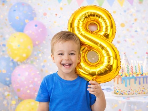 Balon foliowy cyfra liczba 8 złota 66cm urodziny przyjęcie dekoraca złoty