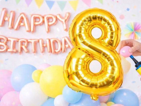 Balon foliowy cyfra liczba 8 złota 66cm urodziny przyjęcie dekoraca złoty