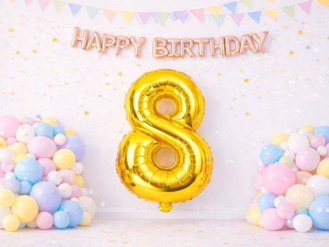Balon foliowy cyfra liczba 8 złota 66cm urodziny przyjęcie dekoraca złoty