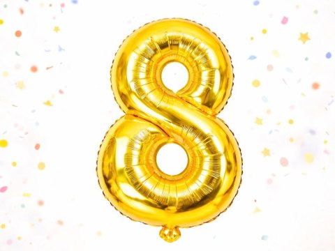 Balon foliowy cyfra liczba 8 złota 66cm urodziny przyjęcie dekoraca złoty