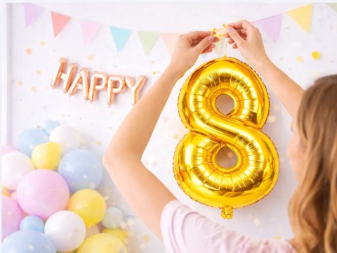 Balon foliowy cyfra liczba 8 złota 66cm urodziny przyjęcie dekoraca złoty