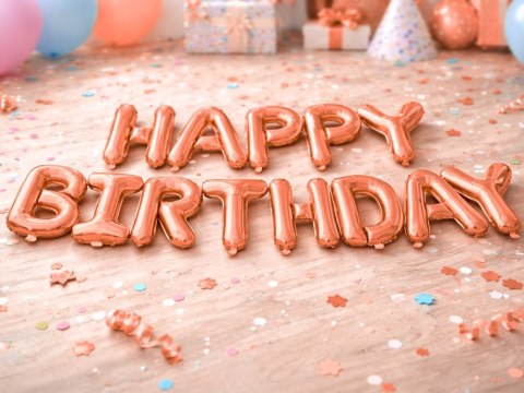 Balony foliowe happy birthday girlanda różowe napis urodziny dekoracja