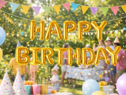 Balony foliowe happy birthday girlanda złote napis urodziny dekoracja