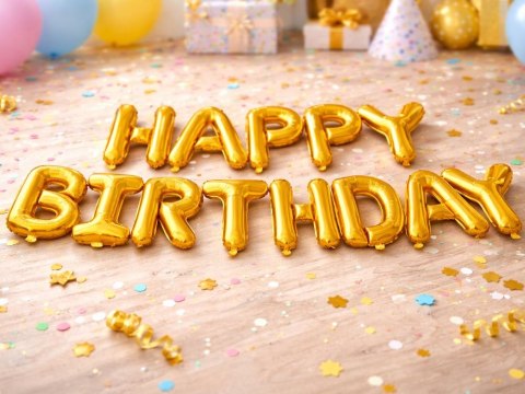 Balony foliowe happy birthday girlanda złote napis urodziny dekoracja