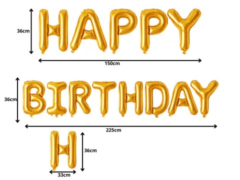 Balony foliowe happy birthday girlanda złote napis urodziny dekoracja