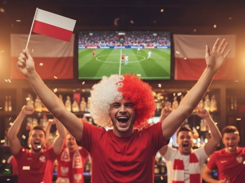 Peruka kibica afro loki biało czerwona nakrycie na głowę polska mecz