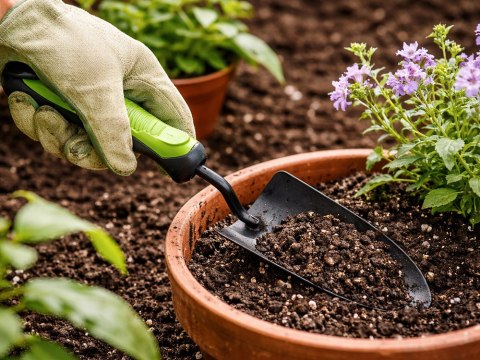 Zestaw narzędzi ogrodowych do ogrodu sekator motyka łopatka widełki 4 szt