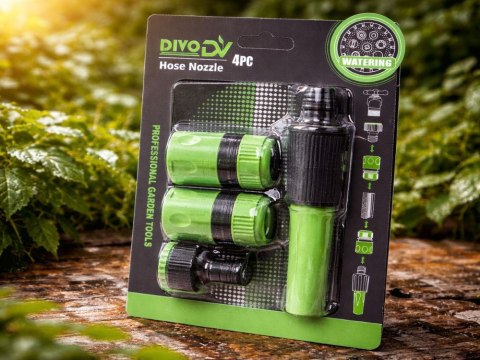 Zestaw zraszający do węża ogrodowego pistolet + szybkozłączki adapter kran
