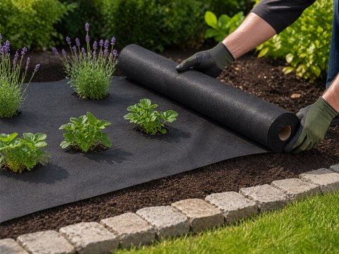 Gruba agrowłóknina 50g 1,5m x 30m antchwastowa mata ściółkująca czarna