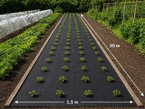Gruba agrowłóknina 50g 1,5m x 30m antchwastowa mata ściółkująca czarna