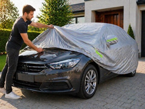Pokrowiec na samochód wodoodporny z kieszeniami na lusterka plandeka l