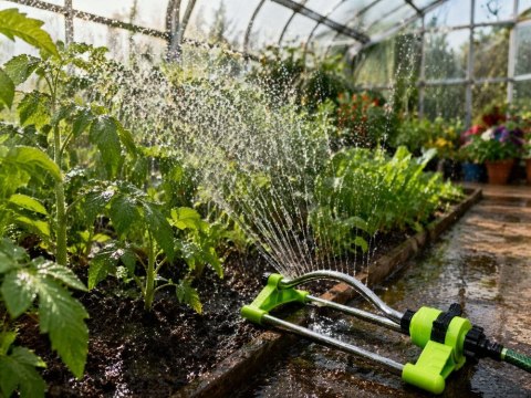 Zraszacz ogrodowy wahadłowy do trawnika duży zasięg 15 dysz regulowany