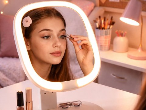 Lusterko kosmetyczne do makijażu led usb podświetlane składane 3 barwy