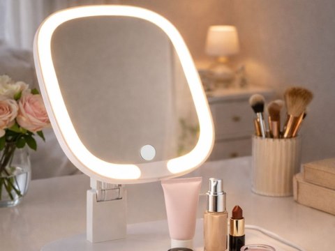 Lusterko kosmetyczne do makijażu led usb podświetlane składane 3 barwy
