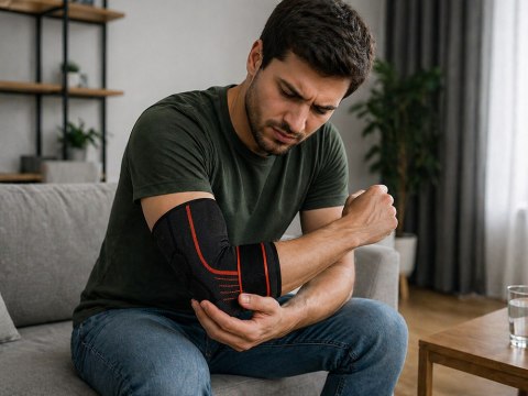 Orteza stawu łokciowego stabilizator opaska elastyczna uciskowa na łokieć