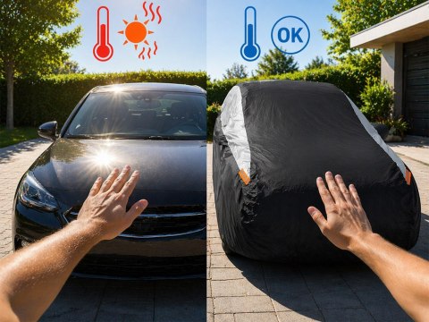 Pokrowiec na samochód auto całoroczny wodoodporny plandeka czarny xl