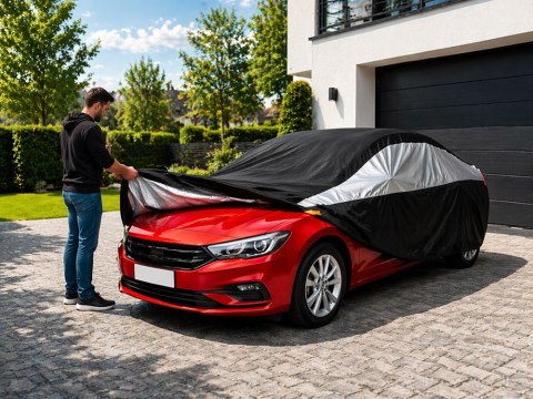 Pokrowiec na samochód auto całoroczny wodoodporny plandeka czarny xl