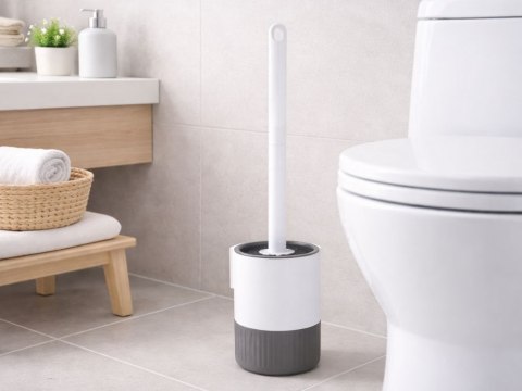 Szczotka do wc toalety łazienki klasyczna z pojemnikiem szara toaletowa
