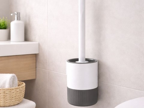 Szczotka do wc toalety łazienki klasyczna z pojemnikiem szara toaletowa
