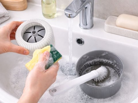 Szczotka do wc toalety łazienki klasyczna z pojemnikiem szara toaletowa