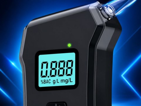 Alkomat elektroniczny cyfrowy lcd latarka 5 ustników precyzyjny czarny