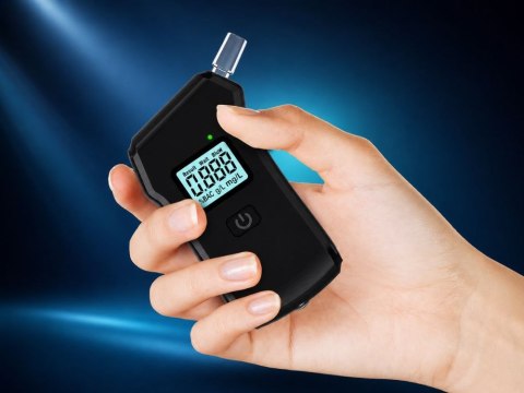 Alkomat elektroniczny cyfrowy lcd latarka 5 ustników precyzyjny czarny