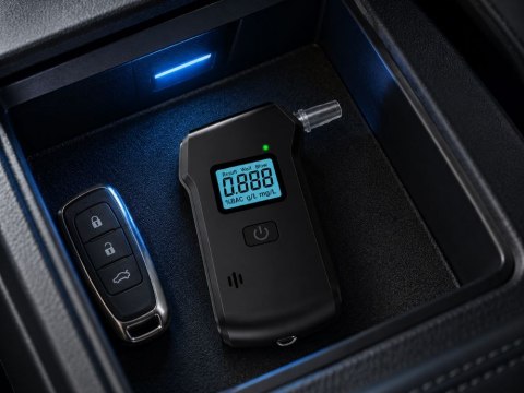 Alkomat elektroniczny cyfrowy lcd latarka 5 ustników precyzyjny czarny