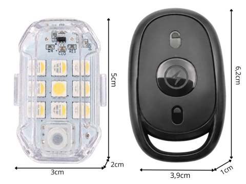Lampa stroboskopowa led bezprzewodowa 7 kolorów pilot 2 szt ostrzegawcze