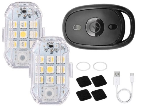 Lampa stroboskopowa led bezprzewodowa 7 kolorów pilot 2 szt ostrzegawcze