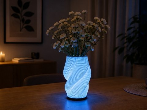 Lampka stołowa z wazonem na kwiaty dekoracyjna 2 w 1 led rgb pilot lampa