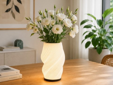 Lampka stołowa z wazonem na kwiaty dekoracyjna 2 w 1 led rgb pilot lampa
