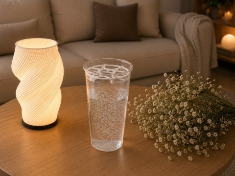 Lampka stołowa z wazonem na kwiaty dekoracyjna 2 w 1 led rgb pilot lampa
