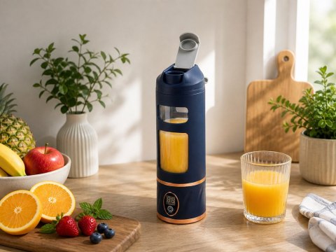 Blender kielichowy bezprzewodowy smoothie kubek mikser 450 ml granatowy usb