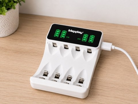 Ładowarka do akumulatorków aa aaa lcd + 4 akumulatorki aa kabel usb-c