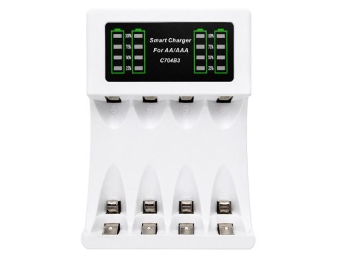 Ładowarka do akumulatorków aa aaa led + 4 akumulatorki aaa kabel usb-c