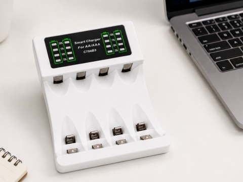 Ładowarka do akumulatorków aa aaa led + 4 akumulatorki aaa kabel usb-c