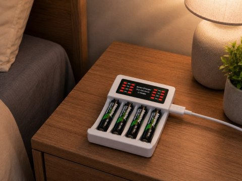Ładowarka do akumulatorków paluszków aa aaa usb c lcd szybkie ładowanie