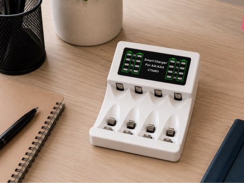 Ładowarka do akumulatorków paluszków aa aaa usb c lcd szybkie ładowanie