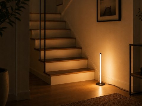 Lampa podłogowa led rgb 50cm sterowana pilotem czarna usb 7 kolorów
