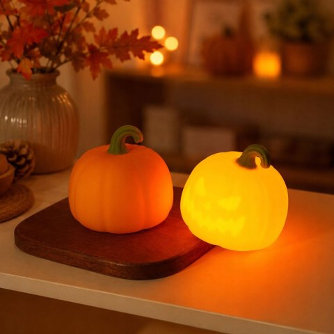 Lampka nocna biurkowa dynia halloween dekoracja led timer akumulatorowa