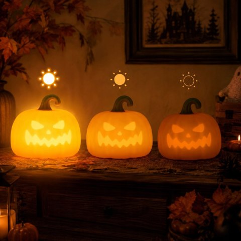 Lampka nocna biurkowa dynia halloween dekoracja led timer akumulatorowa
