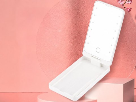 Lusterko kosmetyczne podświetlane led do makijażu składane podróżne lustro
