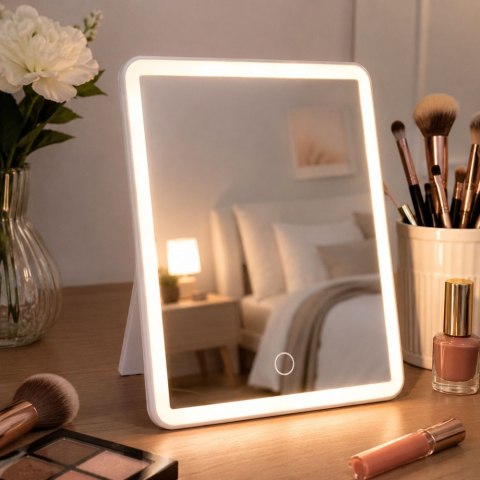 Lusterko kosmetyczne podświetlane led bezprzewodowe lustro do makijażu