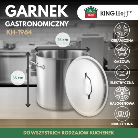 GARNEK GASTRONOMICZNY Z POKRYWĄ STALOWĄ 33L KINGHOFF KH-1964