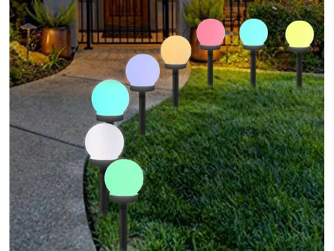4x lampa solarna ogrodowa kula rgb wbijana 10 cm