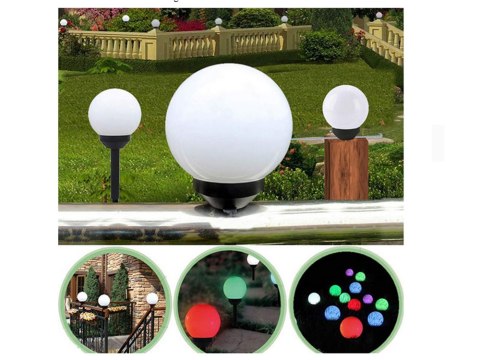 4x lampa solarna ogrodowa kula rgb wbijana 10 cm